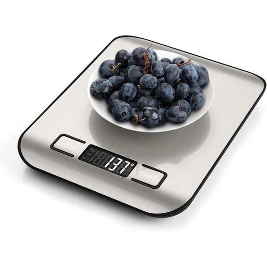Balance De Cuisine Numérique Ecologique - 5kg / 1g - Sans Pile à Energie Cinétique - Design Plat Inox - CASO