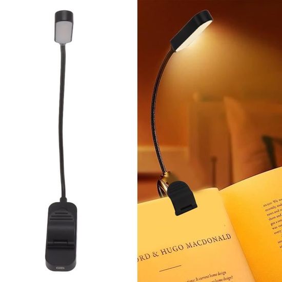 Lampe de livre Lampe de Lecture Rechargeable par USB, Clip sur