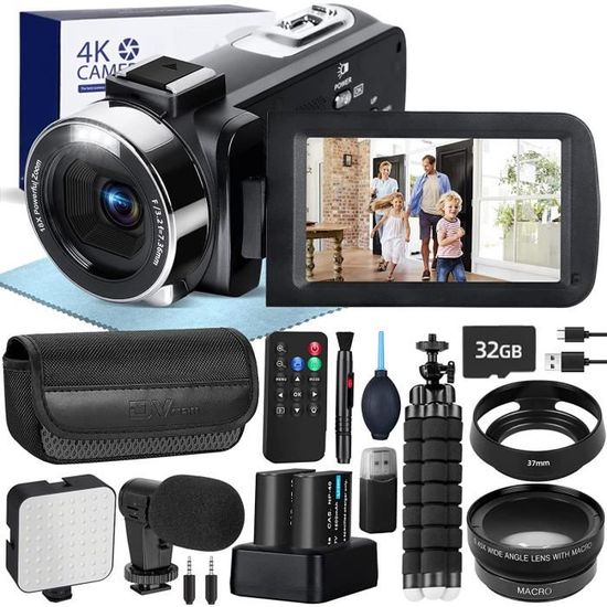 Caméscope vidéo 4K 36 MP Vlogging Caméra pour Appareil Photo numérique   30 FPS 3,0 '' 270 ° avec Zoom numérique 18 x trépied - Cdiscount  Appareil Photo