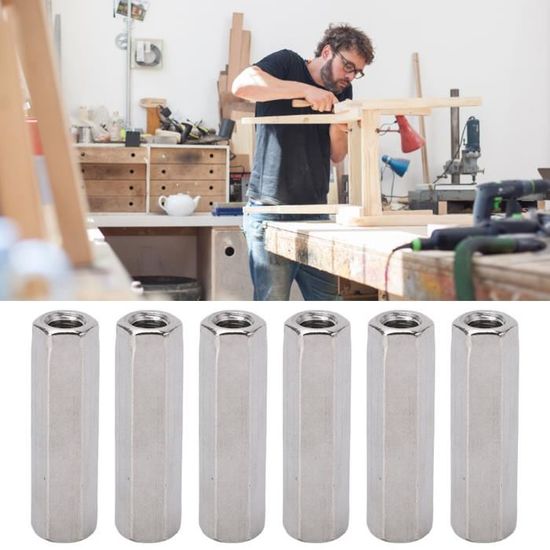 4 Connecteurs écrous D'accouplement M5-M10 - Tige Longue, Inox 304, Pour Assemblage Métrique