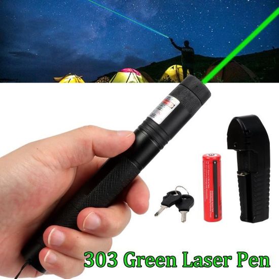 2PCS-Top Laser 303 200 mW pointeur Laser vert longueur focale réglable et  avec Star Filter Pattern avec 4000 mah 18650 batterie - Cdiscount TV Son  Photo