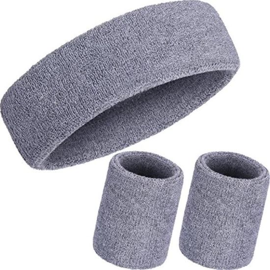 Ensemble De 3 Bandeaux De Sport Pour Homme Et Femme - Bandeau Frontal Et 2 Bracelets Anti-Transpiration En Coton Respirant