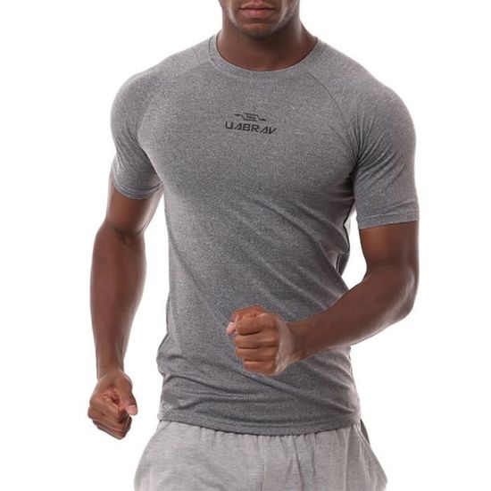 T-shirt De Compression Homme - Manches Courtes, 85% Polyester 15% élasthanne - Séchage Rapide, Respirant, Pour Le Sport - 4