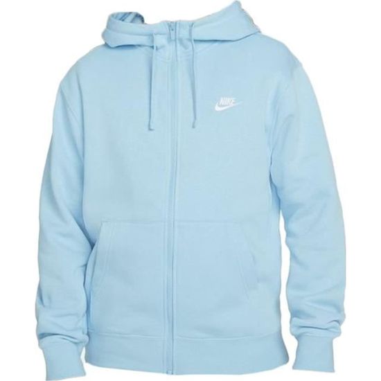 Sweat à capuche Nike Sportswear Club Fleece - Réf. BV2645-499. Couleur :  Bleu ciel. Détails. - Col capuche avec cordon de serrage. - Bleu -  Cdiscount Prêt-à-Porter