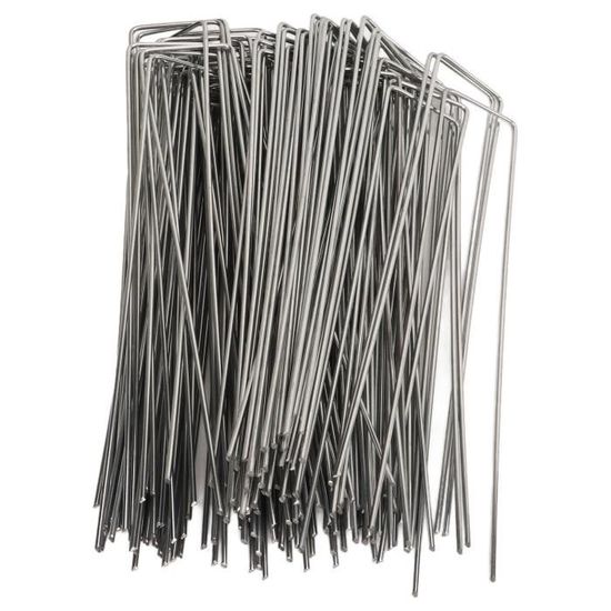 80 Piquets De Jardin En U + 30 Rondelles - 150 Mm, Acier Galvanisé - Pour Fixer Toile, Bâche, Voile Désherbage - 10