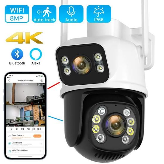 Caméra IP Extérieure JideTech 8MP - Vision Nocturne Couleur, Infrarouge 40m - Alimentation POE - Étanche