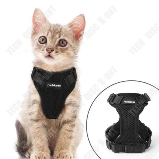 Harnais Anti-Traction Pour Petit Chien Ou Chat - Taille XXS (Noir) - Avec Laisse Réfléchissante - 2
