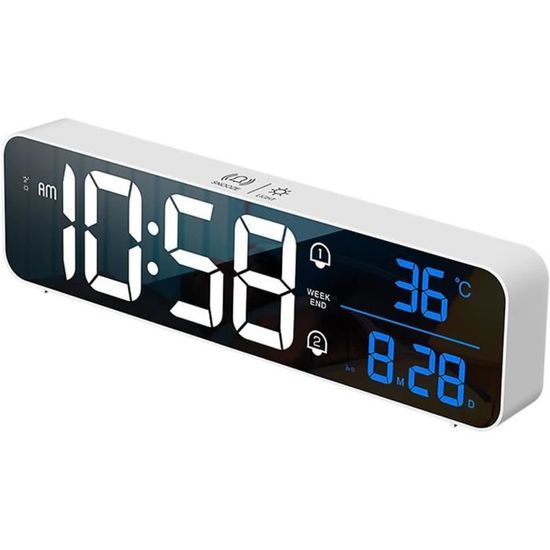 Horloge Murale Numérique Maxstar 8" – RGB, Veilleuse, Alarme, Température