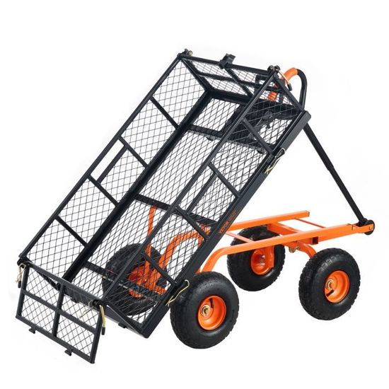 Hecht 52145 Chariot De Transport Chariot De Jardin Avec Benne Basculante 4 Pneus Et Charge Jusqu A 250kg 84782452