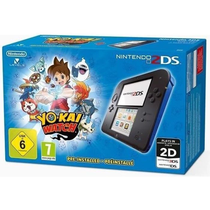 Console Nintendo 2DS - Noir/Bleu + Yo-Kai Watch Préinstallé