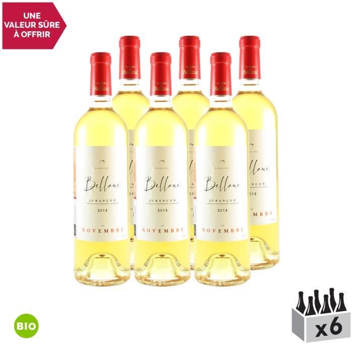 Jurançon Moelleux En Novembre Blanc 2013 - Bio - Lot de 6x75cl - Domaine Bellauc - Vin Doux AOC Blanc du Sud-Ouest