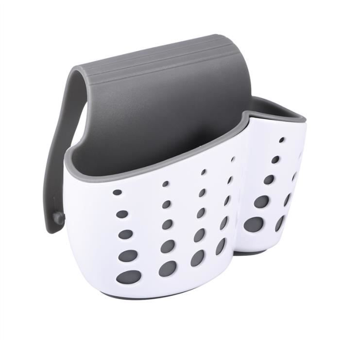 Cuisine Salle de bain Suspendus Panier De Stockage Plus épais Double Poche Évier En Plastique Organisateur Racks (Blanc)