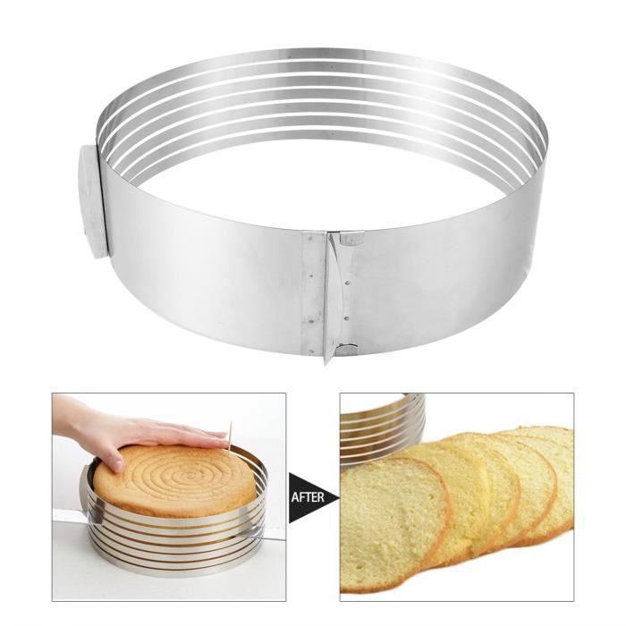 Moule Rond Inox Gâteau Pâtisserie Cercle Mousse Cake Tranche Couche Cuisine Réglable 24-30CM