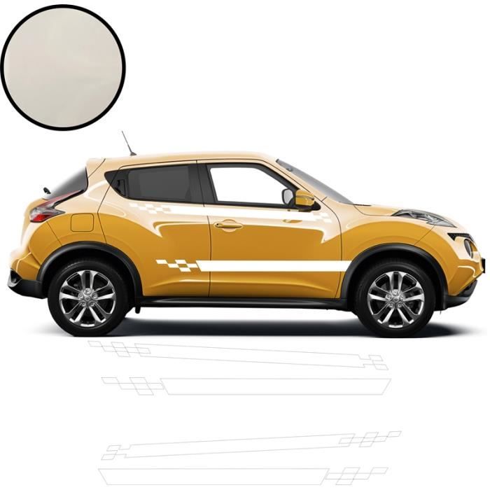Nissan Juke Double bandes damiers - BLANC - Kit Complet - voiture Sticker Autocollant