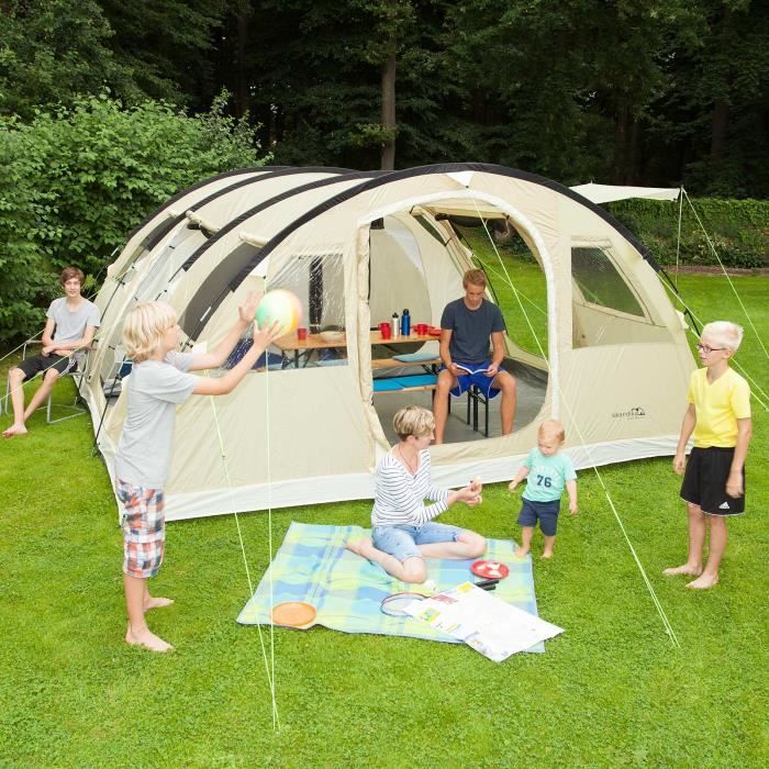 skandika Gotland 6 - Tente familiale tunnel - 6 personnes - 540 x 450 cm - Beige