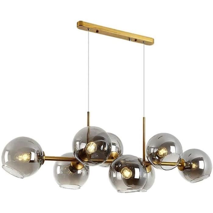 Verre nordique Boule Spoutnik moderne Lustre, 8 Lumières E27 Suspension métal industriel 110cm Lampe suspendue, lampes de plafond279