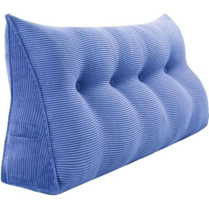 VERCART Grands Coussins de Lit, Coussins de soutien, Traversin, Coussin Anti Reflux Velours Côtelé Jeans Bleu 140cm