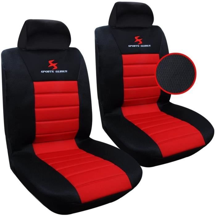 As7257-2 Housse De Siège De Voiture Universelle Pour 2 Sièges,Noir Rouge