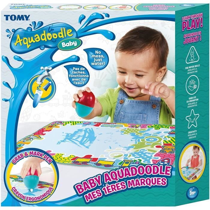Aquadoodle Mes 1ères marques, Tapis de Dessin à l'eau pour Bébé, Jeu officiel de TOMY de Coloriage et de Dessin, Non salissant, Tap