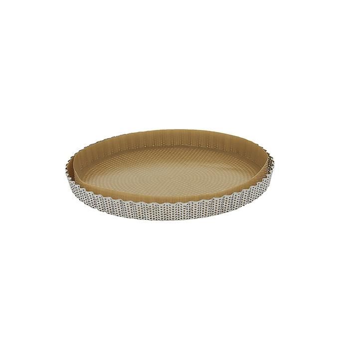 Moule tarte cannelé inox perforé 28 cm