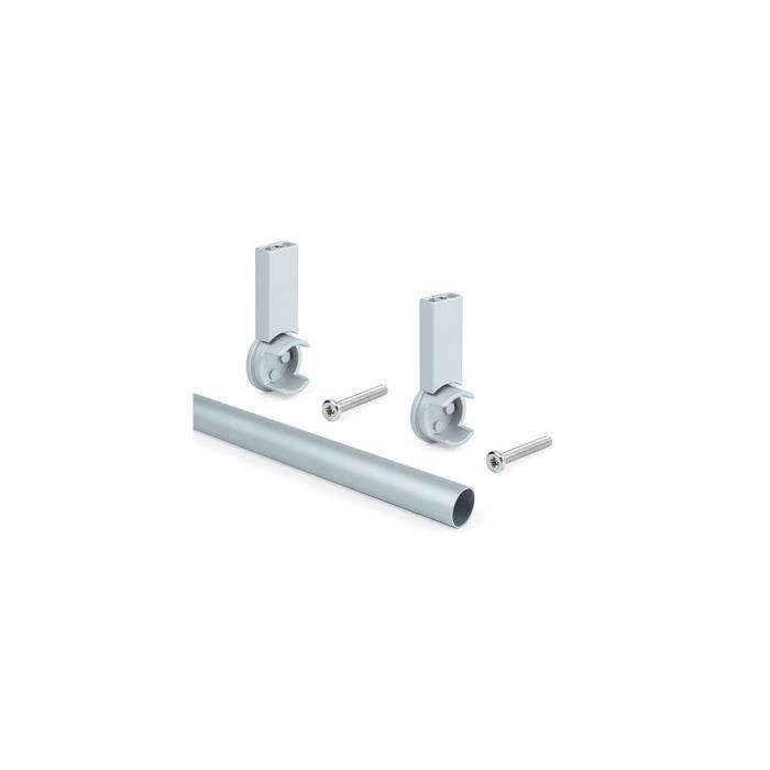 Kit de 2 barres penderie en aluminium D. 28 x 950 mm et supports Keeper pour armoire finition couleur gris - 7062162 - Emuca