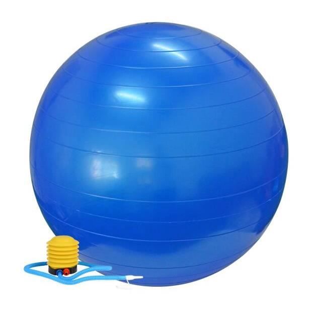 Swiss Ball Ballon de Fitness Gymnastique pour Pilates Yoga Renforcement du Dos avec Pompe Ballon - Bleu Diamètre 65 cm Taille S