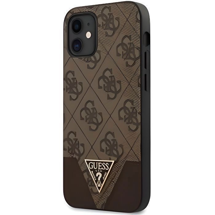 Coque Guess 4G Triangle pour iPhone 12 mini marron