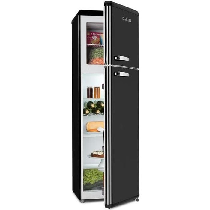 Réfrigérateur congélateur - Klarstein Audrey - 194 / 56 litres - Look rétro noir