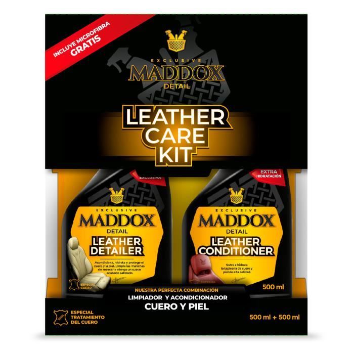 MADDOX DETAIL - LEATHER CARE KIT. Produit d'entretien et nettoyant cuir. Comprend une microfibre gratuite.