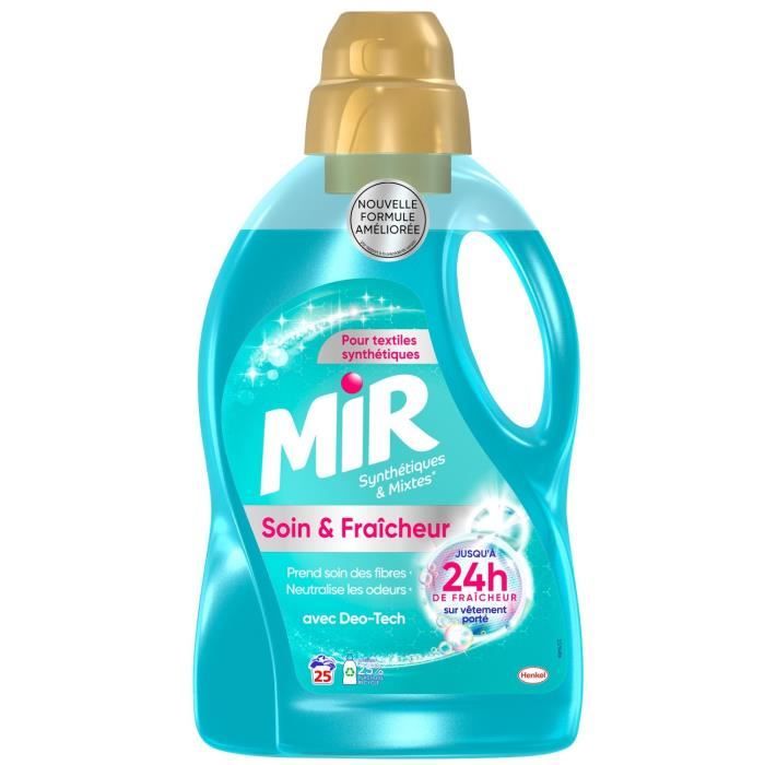 LOT DE 10 - MIR Soin & Fraîcheur Synthétiques et Mixtes 25 lavages - bidon de 1,5 l