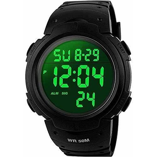 VDSOW Montre de Sport étanche avec Alarme/Chronomètre, Large Poignet Militaire avec rétro-éclairage LED