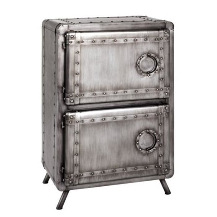 Meuble TV coloris anthracite en métal - Dim : L 56 x P 41 x H 86 cm