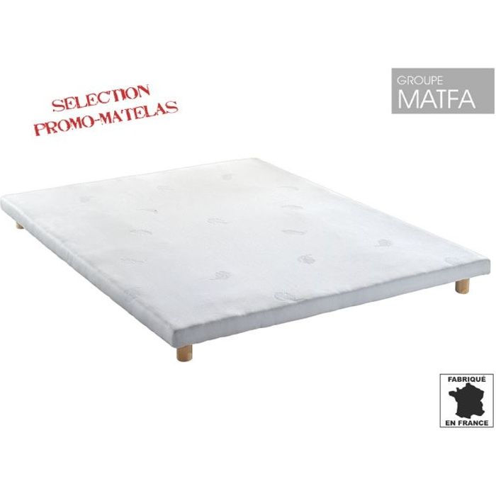 Sommier tapissier à lattes extra plat 140 x 190 + jeu de 4 pieds offerts