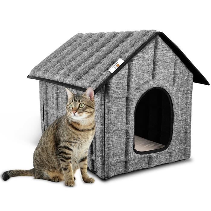 PUPPY KITTY Maison pour Chats avec tapis , Niche amovible et lavable pour Chats, Pliable et facile à assembler, 52 x 42.5 x 42 cm