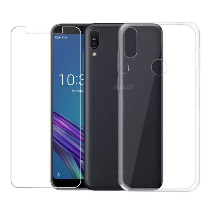 Coque + Verre trempé pour Asus Zenfone Max Pro (M1) ZB601KL/ZB602KL étui Housse Silicone Transparent Souple TPU