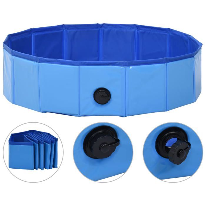 Piscine pliable - mango - pour chiens - Bleu 80x20 cm PVC A186