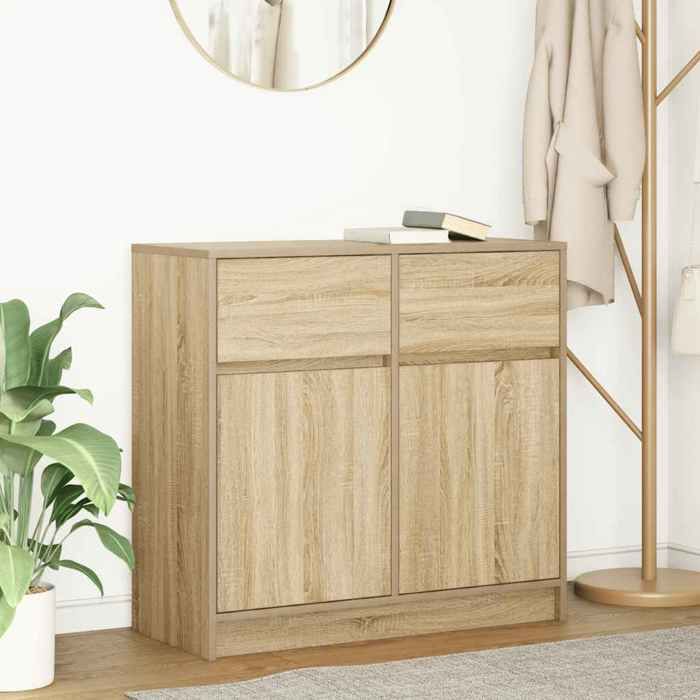 vidaXL Buffet avec tiroir chêne sonoma 80x34x76 cm bois dingénierie meuble de rangement buffet meuble dentrée meuble 861537