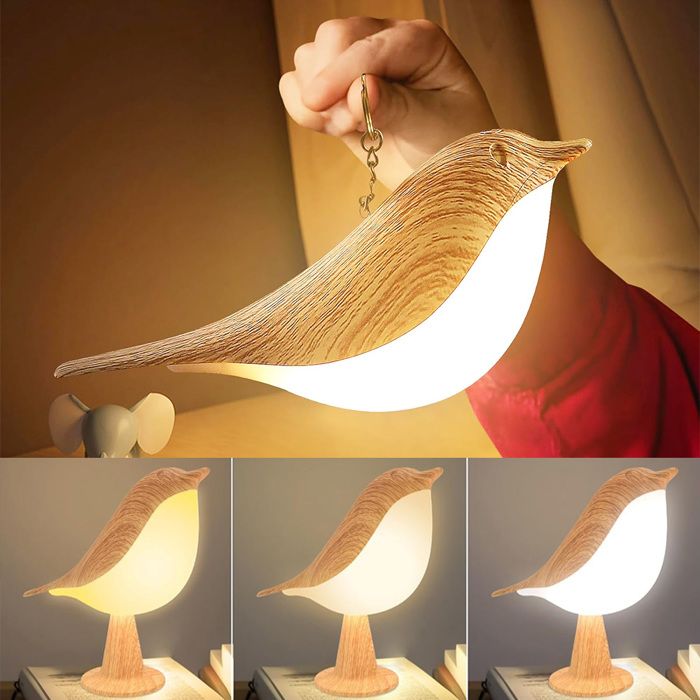 Lampe de Chevet avec Lampe De Table Lumière Veilleuse Oiseau Rechargeable Dimmable 3 Températures USB Décoration