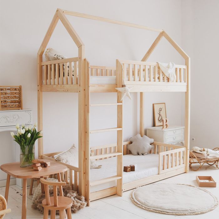 Lit cabane superposé Petits-meubles - Daisy - 209 x 105 5 x 222cm - Bois naturel Lit cabane superposé Petits-meubles - Daisy - 209 x 105 5 x 222cm - Bois naturel