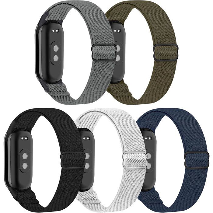 Nylon élastique Bracelet Compatible avec Bracelet Xiaomi Smart Band 9/Bracelet Xiaomi Smart Band 8 Femme Hommes Tissu Réglable