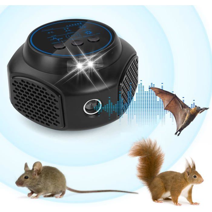 Répulsif de Souris Ultrason Souris et Rats 360°avec Lumière Clignotante Répulsifs Anti-Taupes pour Intérieur Ultrason Souris et