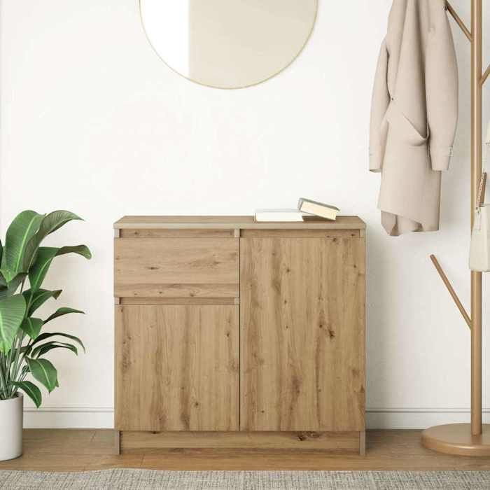 Elégant Buffet avec tiroir - chêne artisanal - 71x35x65 cm - bois ingénierie - Meuble de RangementVitrine &2763014