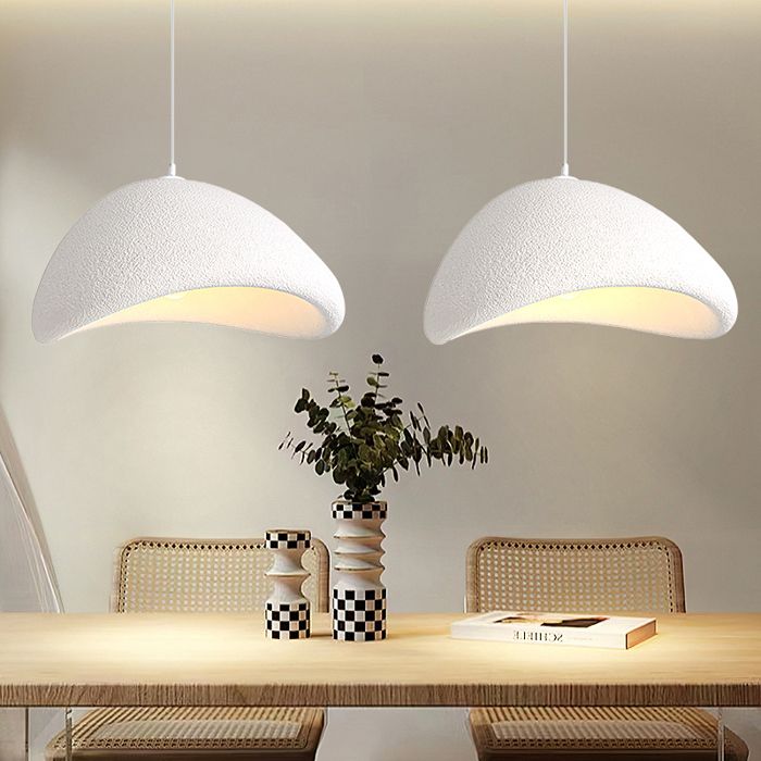 SNOGOLD 2x Suspension Moderne Lampe de Plafonde Abat-jour en Résine Ciment Ø50cm Blanc E27 Lustre Industriel Luminaire pour Salon