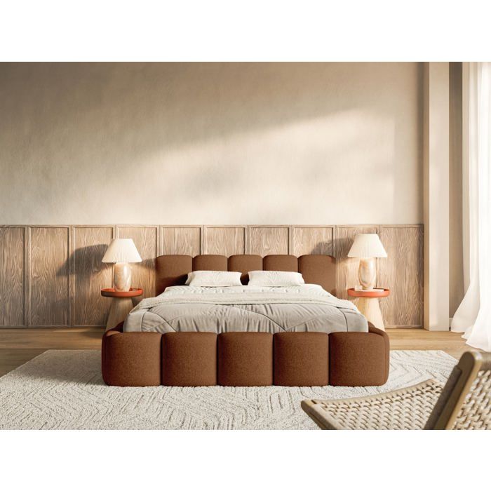 Lit rembourré – Cloudy Low – 180x200 cm – cuivre – chenille hydrophobe