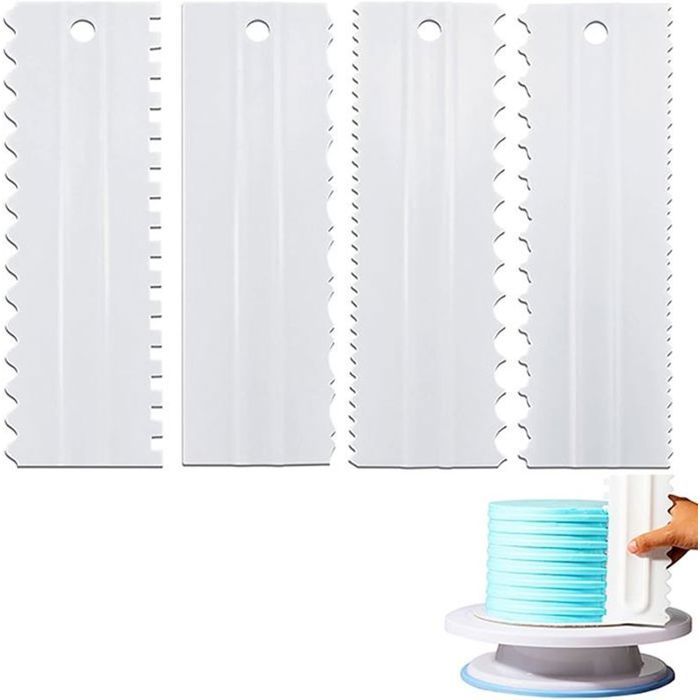 Kit De 2 Racleurs à Gâteau Réglables - Pour Lisser Crème Et Fondant Sur Tournant Pâtisserie - Hauteur Max 20 Cm