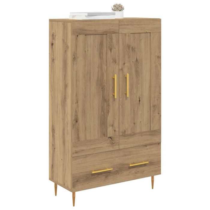 Haut armoire avec tiroir - vidaXL - Chêne artisanal - 695x31x115 cm - 2 portes - Tiroir intégré - Pieds dorés