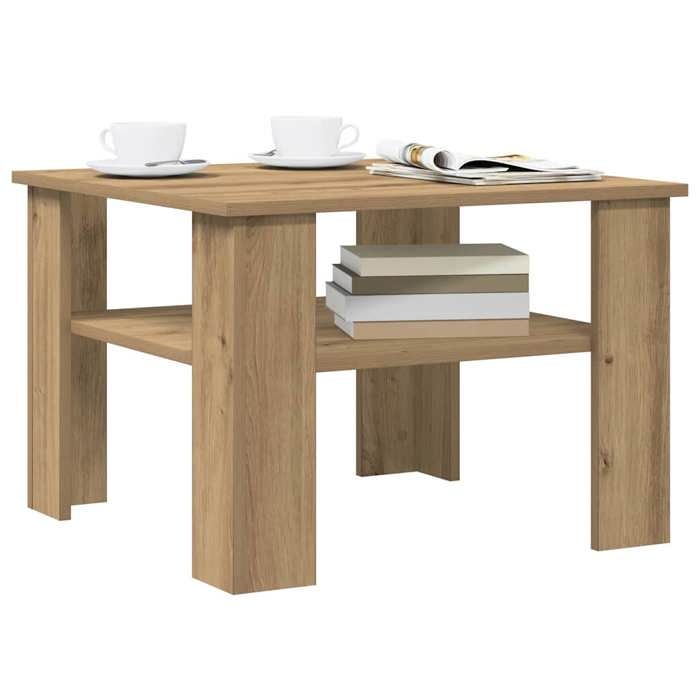 Table basse moderne - vidaxl - Chêne artisanal - 60x60x42 cm - Bois dingénierie - Carré - Étagère de rangement