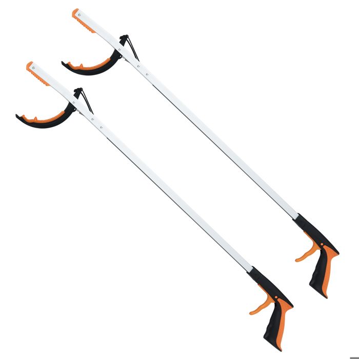 Lot de 2 Outils de Préhension 88CM COSTWAY Pince Légère de Jardin en Aluminium Ramasseur de Déchets Extension de Bras à la Portée