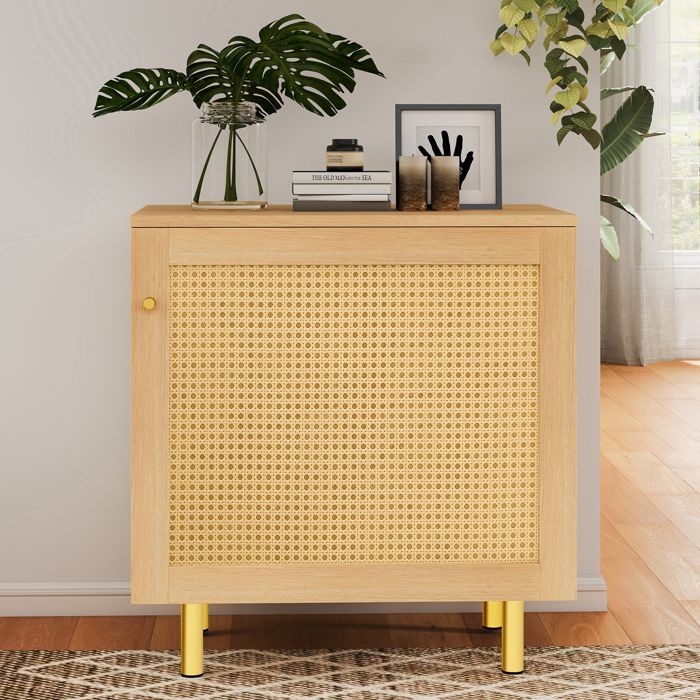 MIVRAY Meuble de Rangement Table de Chevet avec 1 Porte et Étagère pour Chambre Salon en MDF 60×40×63 cm Naturel