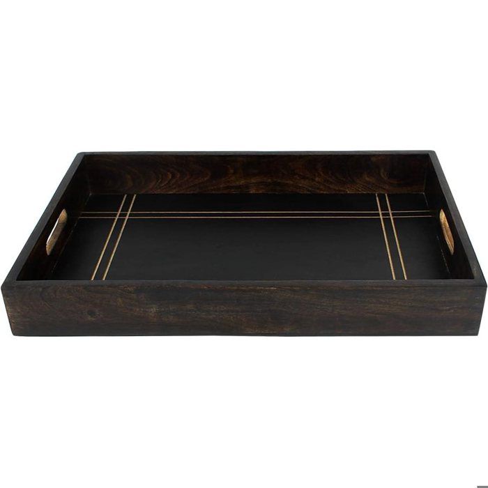 Ajuny Plateau de service decoratif en bois